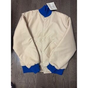 Vintage Birdie Pro Sports Jacket Beige Blue Quilted Lined size youth XL